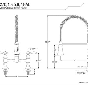 Kingston Brass GS1278AL Heritage Pull-Down Sprayer Kitchen Faucet, Brushed Nickel