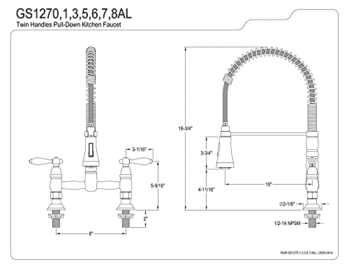 Kingston Brass GS1278AL Heritage Pull-Down Sprayer Kitchen Faucet, Brushed Nickel