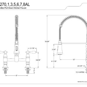 Kingston Brass GS1275AL Heritage Pull-Down Sprayer Kitchen Faucet, Oil Rubbed Bronze