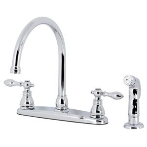 kingston brass kb721aclsp american classic centerset kitchen faucet with side sprayer, polished chrome