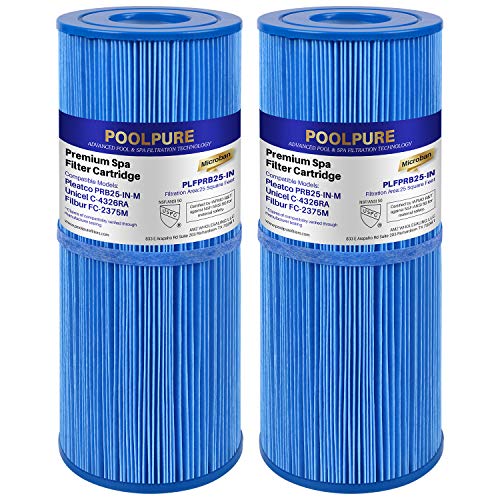 POOLPURE Antimicrobia PRB25-IN-M Spa Filter Replaces Unicel C-4326RA, Guardian 413-106, Filbur FC-2375M, 3005845, 17-2327, 100586, 33521, 25392, 817-2500, 5X13 Spa Filter, 2 Pack