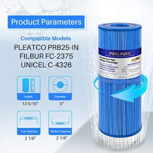 POOLPURE Antimicrobia PRB25-IN-M Spa Filter Replaces Unicel C-4326RA, Guardian 413-106, Filbur FC-2375M, 3005845, 17-2327, 100586, 33521, 25392, 817-2500, 5X13 Spa Filter, 2 Pack