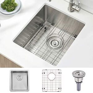 stainless steel undermount bar sink, boomhoze 15 x 17 inches small wet bar sink undermount 16 gauge sus304 brushed nickel single bowl outdoor bar sink