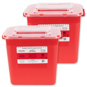 alcedo sharps container for home use 2 gallon (2-pack) | biohazard needle and syringe disposal | professional medical grade