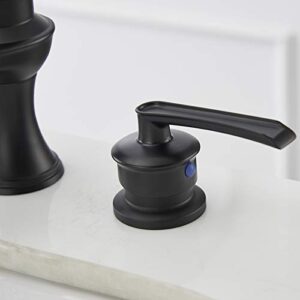 BATHLAVISH Matte Black Bathroom Faucet 3 Hole Waterfall Widespread with Pop Up Drain Farmhouse 8 Inch 2-Handle with Overflow Vanity Sink Lavatory Matte 3 Piece Set