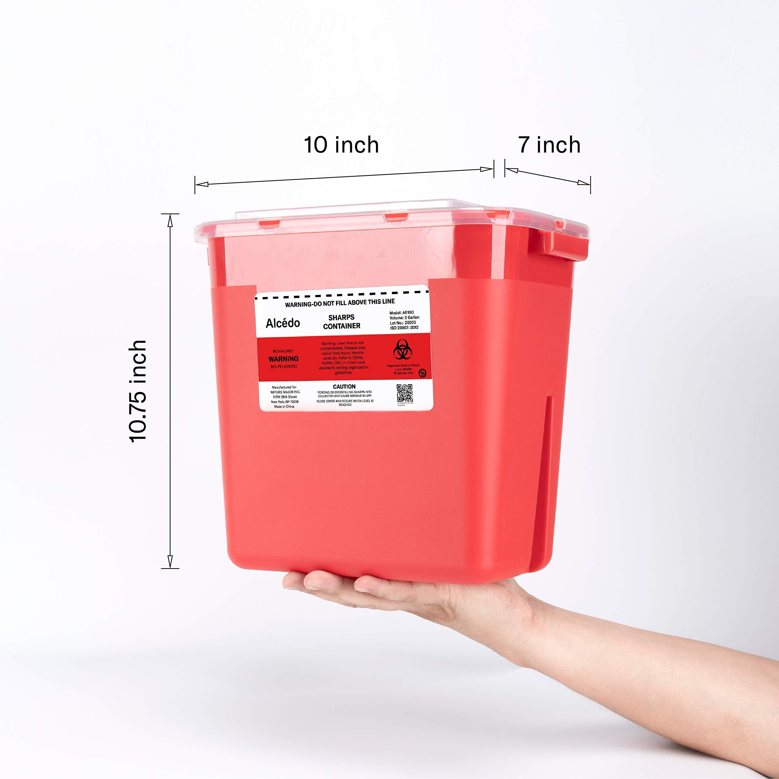 Alcedo Sharps Container for Home Use 2 Gallon (2-Pack) | Biohazard Needle and Syringe Disposal | Professional Medical Grade
