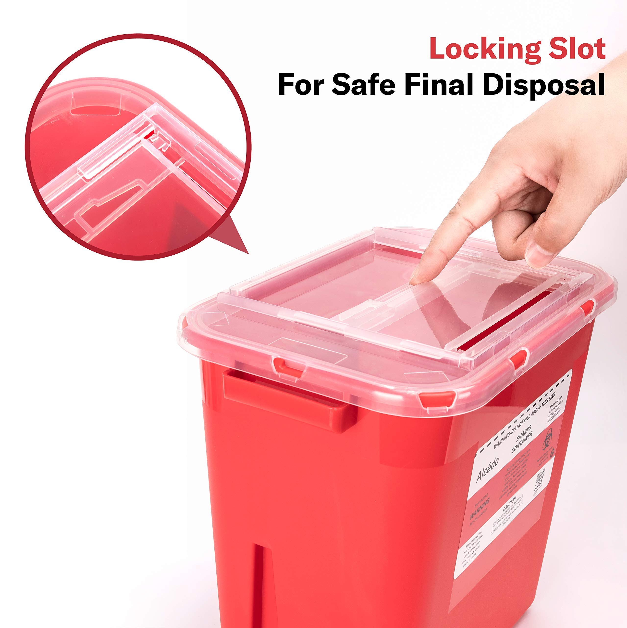 Alcedo Sharps Container for Home Use 2 Gallon (2-Pack) | Biohazard Needle and Syringe Disposal | Professional Medical Grade