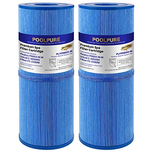 POOLPURE Antimicrobial Spa Filter Replacement for Pleatco PRB50-IN-M, Unicel C-4950RA, Guardian 413-212-02, Filbur FC-2390M,17-2380,Jacuzzi J200 Series Filter,373045, 5X13 Hot Tub Filter, 2 Pack