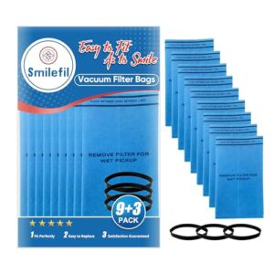 smilefil 9 pack wet dry vacuum bags compatible with workshop ws01025f, craftsman 9-38737, multifit vf2000, select 2-1/2 to 5-gallon shop vacuum cleaners (9 vacuum bags with 3 retaining bands)