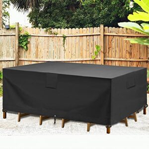 gardrit upgraded patio furniture covers, 100% waterproof rectangular patio table cover, 90" l x 56" w x 27.5" h 600d tear-resistant sofa, table and chair outdoor furniture set covers