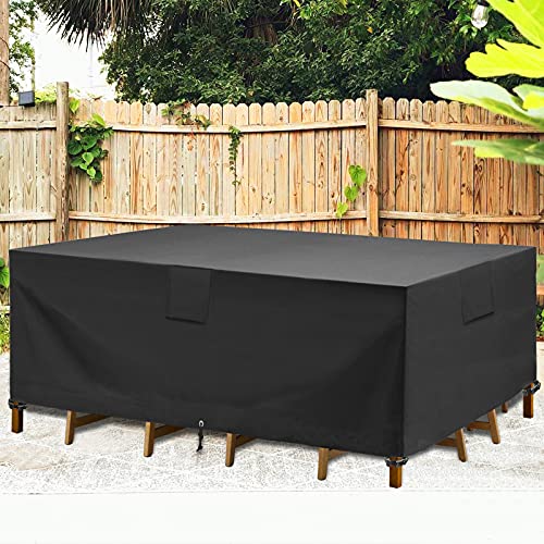 GARDRIT Upgraded Patio Furniture Covers, 100% Waterproof Rectangular Patio Table Cover, 90" L x 56" W x 27.5" H 600D Tear-Resistant Sofa, Table and Chair Outdoor Furniture Set Covers