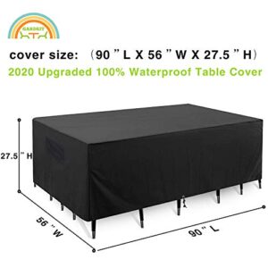 GARDRIT Upgraded Patio Furniture Covers, 100% Waterproof Rectangular Patio Table Cover, 90" L x 56" W x 27.5" H 600D Tear-Resistant Sofa, Table and Chair Outdoor Furniture Set Covers