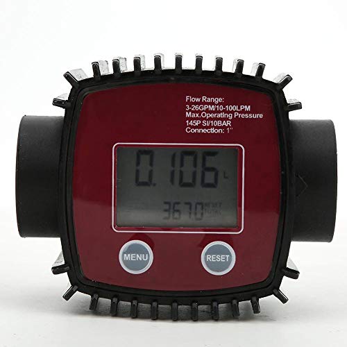 Liquid Water Flowmeter,K25 1in Female Thread Digital Display Flowmeter,High Flow Sensor 10-120L/MIN 0-999999(Red)