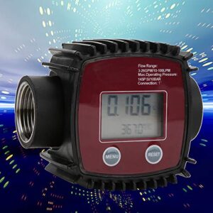 Liquid Water Flowmeter,K25 1in Female Thread Digital Display Flowmeter,High Flow Sensor 10-120L/MIN 0-999999(Red)