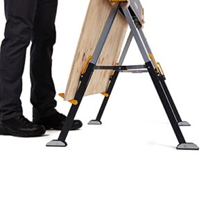 ToughBuilt - Folding Sawhorse/Jobsite Table - Sturdy, Durable, Lightweight, Heavy-Duty, 100% High Grade Steel, 1300lb Capacity, Pivoting Feet, Adjustable Height Legs - (TB-C650) - 2 Pack