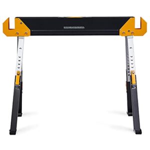 ToughBuilt - Folding Sawhorse/Jobsite Table - Sturdy, Durable, Lightweight, Heavy-Duty, 100% High Grade Steel, 1300lb Capacity, Pivoting Feet, Adjustable Height Legs - (TB-C650) - 2 Pack