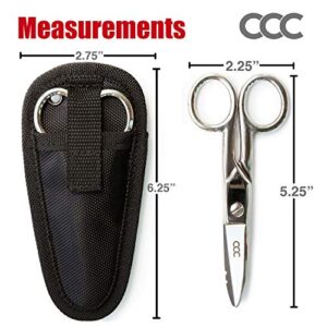 Electrician Scissors with Notches and Carrying Pouch, Professional Heavy-Duty Stainless Steel Electrical Shears for Right or Left-Handed Use | Multi-purpose Snips Cut, Strip File and Scrape