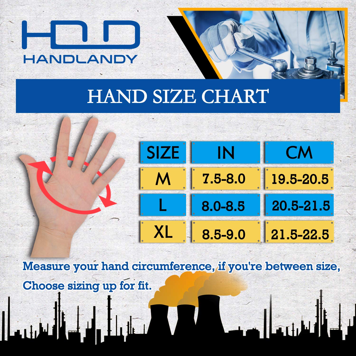 HANDLANDY Heavy Duty Work Gloves Men, Touchscreen TPR Impact Reducing Work Gloves, Non-Slip Breathable Mechanics Gloves (Medium)