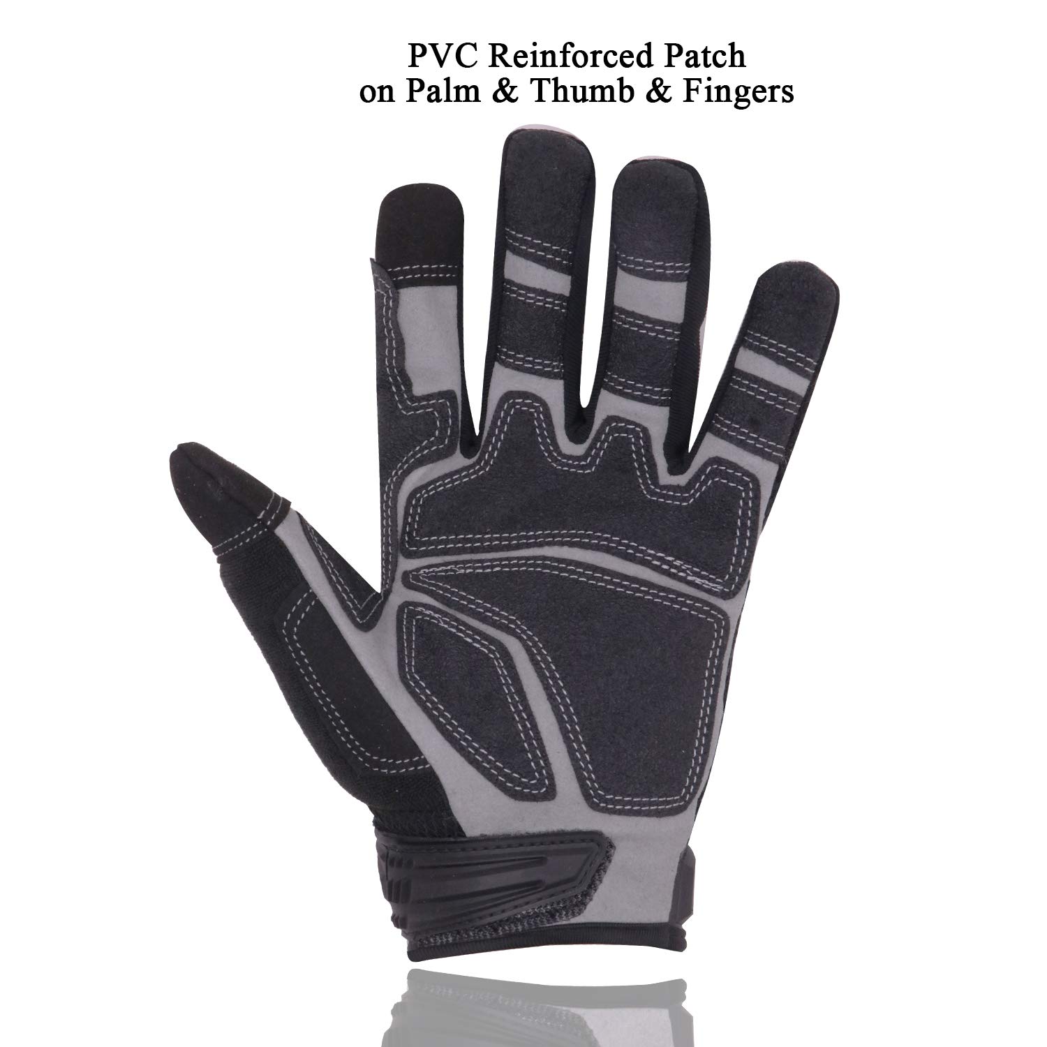 HANDLANDY Heavy Duty Work Gloves Men, Touchscreen TPR Impact Reducing Work Gloves, Non-Slip Breathable Mechanics Gloves (Medium)