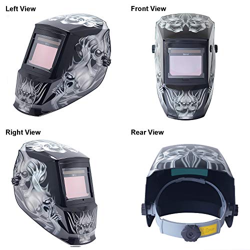 Antra True Color Top Optical 1/1/1/1 Wide Shade 3/5-14 Large Viewing 9.65 SQI Digital Solar Power Auto Darkening Welding Helmet DP6-18 Quick Grind Button TIG MIG/MAG MMA Plasma 6+1 Extra Lens Covers