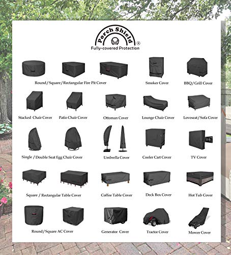 Porch Shield Patio Fire Pit Cover - Waterproof 600D Outdoor Rectangular Fire Table Cover Deck Box Protector - 48 x 28 inch, Black