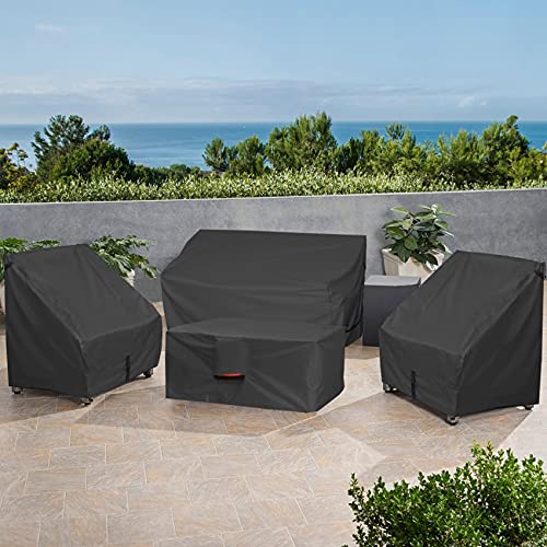 Porch Shield Patio Fire Pit Cover - Waterproof 600D Outdoor Rectangular Fire Table Cover Deck Box Protector - 48 x 28 inch, Black