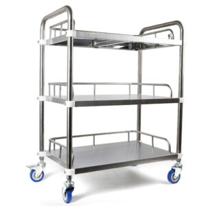 3 layers cart trolley,lab 3 layers clinic serving cart trolley medical cart stainless steel serving lab cart equipment clinic's kitchen mobile utility rolling carts with wheel