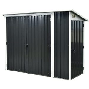 hanover 2-in-1 multi-use storage shed, separated storage compartments, 2-point locking system, galvanized steel, 156-cu. ft. capacity, 3.6-ft. x 8-ft. x 5.75-ft., dark gray