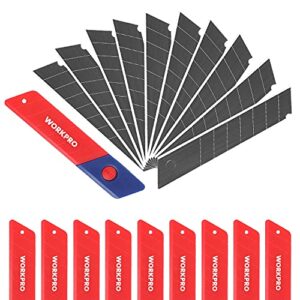 workpro 18mm snap-off blades, sk5 steel replacement blade fits all 18mm utility knife & box cutter, pack of 100