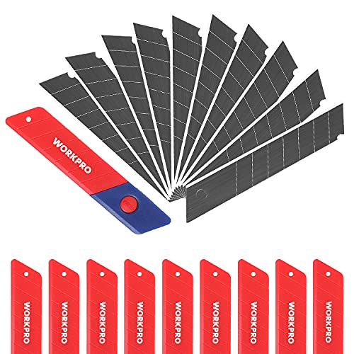 WORKPRO 18mm Snap-off Blades, SK5 Steel Replacement Blade Fits all 18mm Utility Knife & Box Cutter, Pack of 100