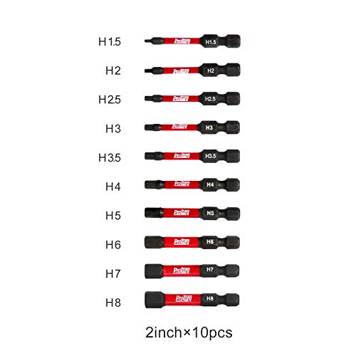 Protorq Impact Bit Set W/Clip,S2 Steel, 10-Piece, 2 Inch Hex Metric Size，1/4" Hex Shank