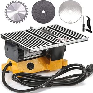 4" 60w mini electric table saw bench top great electric hobby craft table saw diy power tool work bench stand circular 2 pieces blades