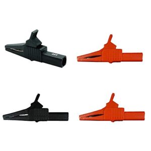 ast labs large insulated alligator clip banana plug (2 pair (black, red))