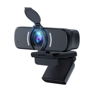 Webcam, Webcam with Microphone, 2022 New Version USB Webcams with 3D Denoising and Automatic Gain, Plug & Play 1080p Webcams for Video Calling, Online Classes &Video Conference