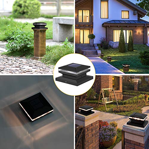 Solar Post Cap Lights, Waterproof Outdoor Post Cap Light for Fence Deck or Patio,Fit 4x4,6x6 Wooden Post,4 Packs