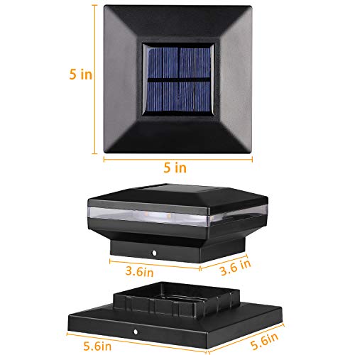 Solar Post Cap Lights, Waterproof Outdoor Post Cap Light for Fence Deck or Patio,Fit 4x4,6x6 Wooden Post,4 Packs