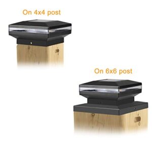 Solar Post Cap Lights, Waterproof Outdoor Post Cap Light for Fence Deck or Patio,Fit 4x4,6x6 Wooden Post,4 Packs