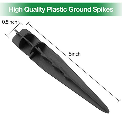 BEAU JARDIN 8 Pcs Plastic Ground Replacement Spikes Stakes 0.8 inch Diameter for Solar Pathway Lights Torch Lights Garden Lights for Yard Patio Walkway Landscape 5inch Tall BG294