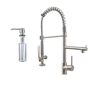 fapully commercial kitchen faucet pull down sprayer with soap dispenser brushed nickel