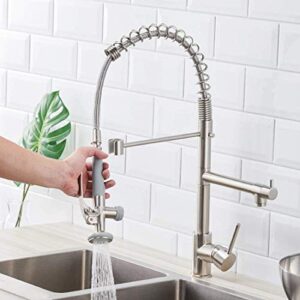 Fapully Commercial Kitchen Faucet Pull Down Sprayer with Soap Dispenser Brushed Nickel