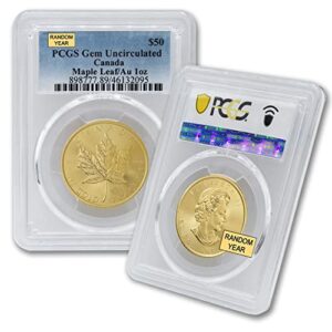 1979 - present (random year) ca 1 oz canadian gold maple leaf coin gem uncirculated 24k $50 gemunc pcgs
