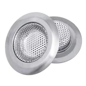 Makerstep 2 Pack of Stainless Steel Sink Drain Strainer Baskets 4.5 Inch Diameter. Kitchen Stopper. for Dishes, Garbage Disposal, Large Wide Rim Prevents Clogged Drains Catcher. Fine Mesh.