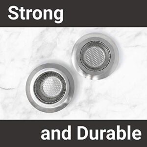 Makerstep 2 Pack of Stainless Steel Sink Drain Strainer Baskets 4.5 Inch Diameter. Kitchen Stopper. for Dishes, Garbage Disposal, Large Wide Rim Prevents Clogged Drains Catcher. Fine Mesh.