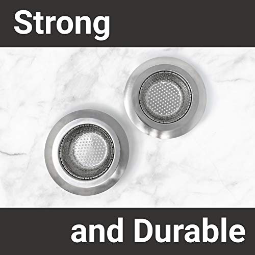 Makerstep 2 Pack of Stainless Steel Sink Drain Strainer Baskets 4.5 Inch Diameter. Kitchen Stopper. for Dishes, Garbage Disposal, Large Wide Rim Prevents Clogged Drains Catcher. Fine Mesh.