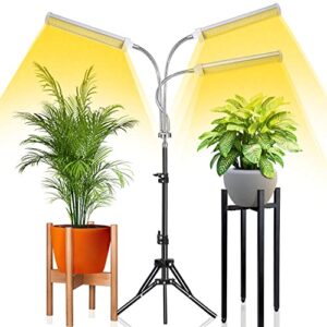 abonnyc grow light for indoor plants with 47''inch stand plant lights full spectrum timer for seedlings, 3 switch modes,15-47 inch adjustable tripod stand & gooseneck