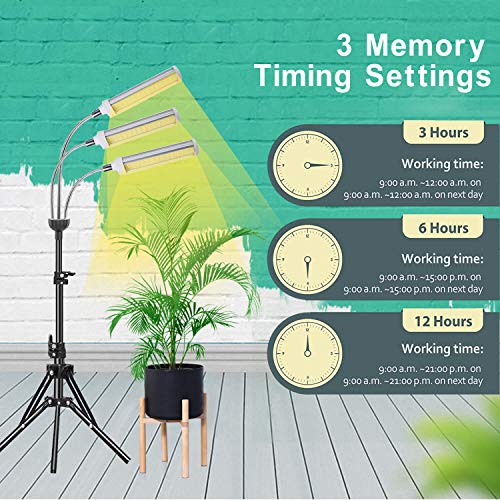 Abonnyc Grow Light for Indoor Plants with 47''inch Stand Plant Lights Full Spectrum Timer for Seedlings, 3 Switch Modes,15-47 inch Adjustable Tripod Stand & Gooseneck