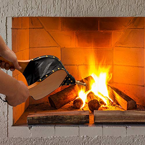 Amagabeli Fireplace Bellows 17"x 7.5" Air Blower Cast Nozzle for Outdoor Camping BBQ Grill Chimney Hand Bellow Pump Pit Barbeque Fire Tools Accessories ( Wooden Color)