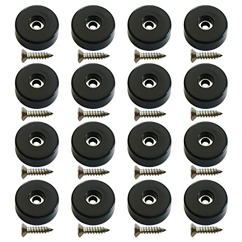 16 Cutting Board Rubber Feet with Stainless Steel Screws & Washer, (Size: 1” W x 0.35” H), Premium Soft Grips for Appliances, Furniture, Electronics - Non Marking, Non Slip, Anti-Skid Material