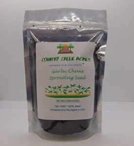 4 oz garlic chive seeds, non-gmo microgreen pure seed,- delicious herb! microgreens, sprouting seeds,- country creek llc. brand
