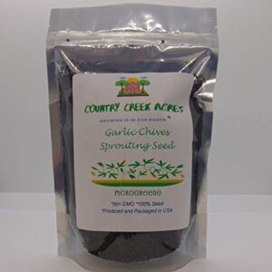 4 oz Garlic Chive Seeds, Non-GMO Microgreen Pure Seed,- Delicious Herb! Microgreens, Sprouting Seeds,- Country Creek LLC. Brand